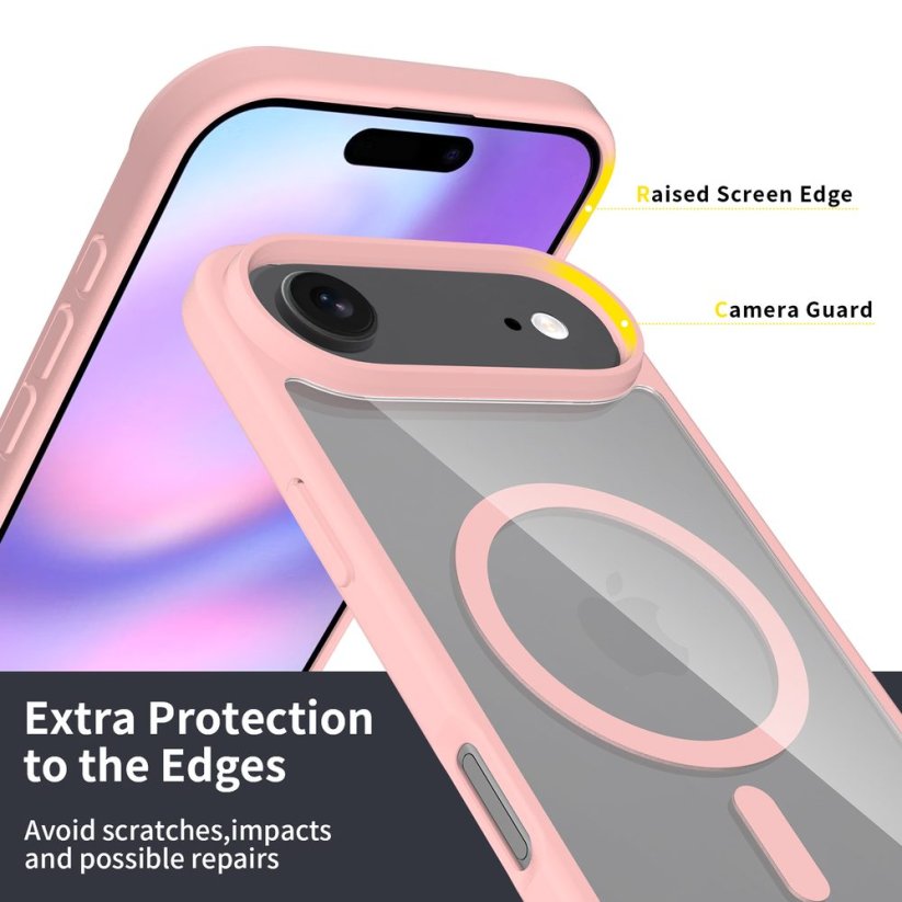 JP MagFit Clear MagSafe obal s N52 magnetem, iPhone Air, světle růžový