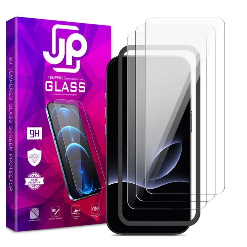 JP Long Pack Tvrzených skel, 3 skla na telefon s aplikátorem, iPhone 17 Pro Max