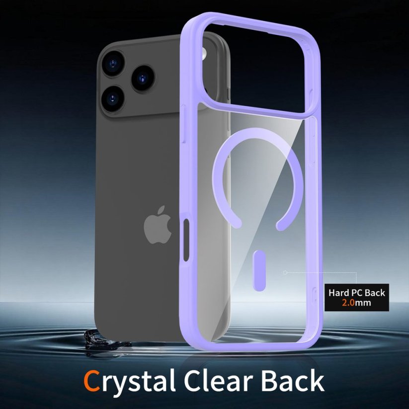 JP MagFit Clear MagSafe obal s N52 magnetem, iPhone 17 Pro Max, fialový