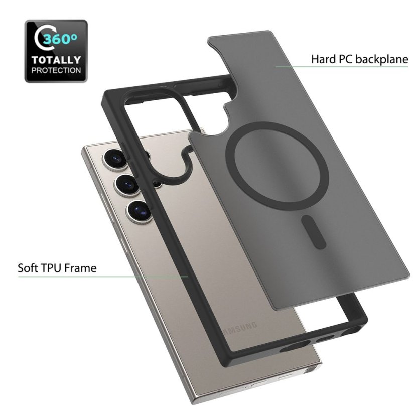 JP MagFit Colour MagSafe case with N52 magnet, Samsung Galaxy S24 Ultra, Black