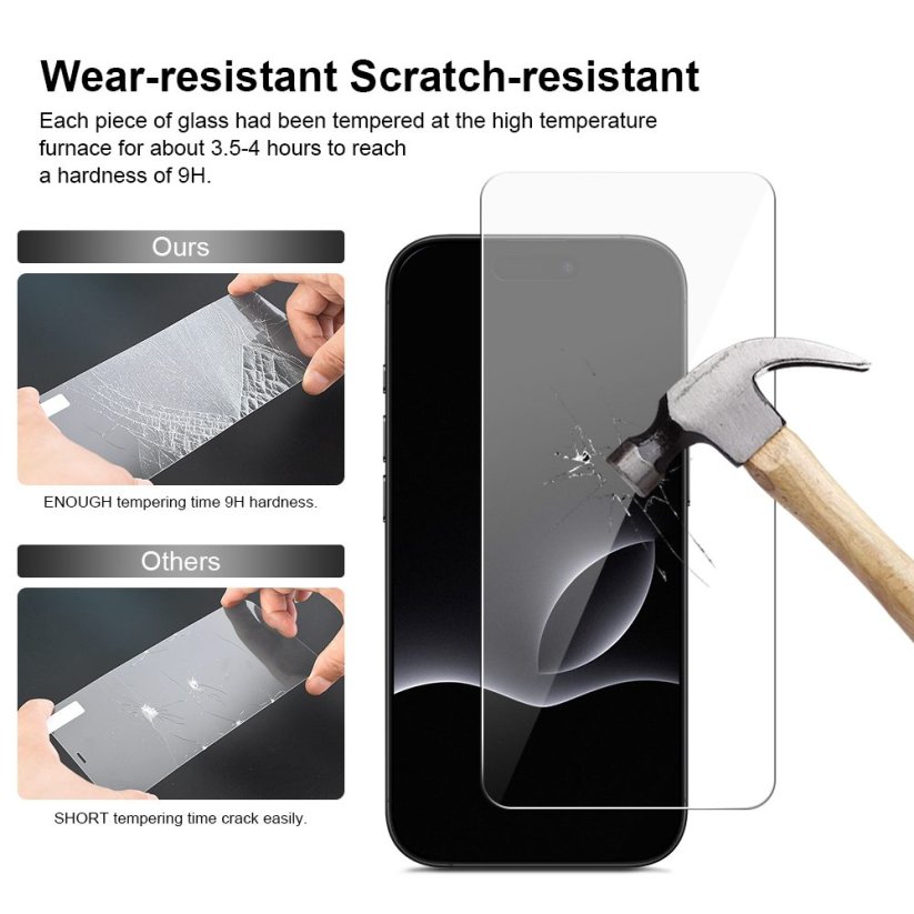 JP Long Pack Tvrzených skel, 3 skla na telefon s aplikátorem, iPhone 17 Pro