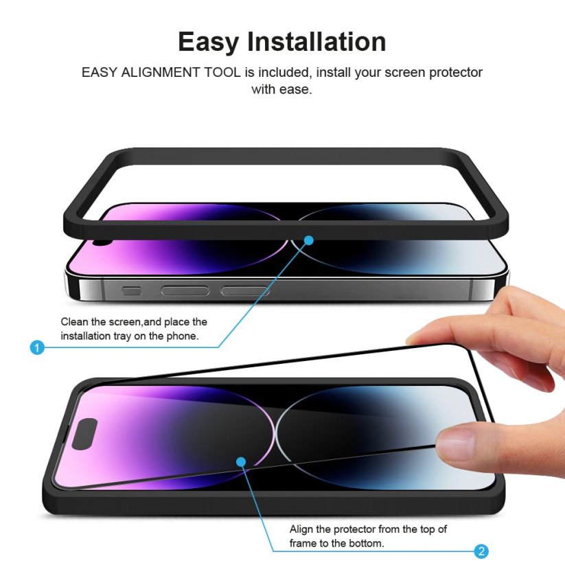 JP Full Pack Tvrzených skel, 2x 3D sklo s aplikátorem + 2x sklo na čočku, iPhone 14 Pro