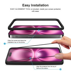 JP Full Pack Tempered glass, 2x 3D glass with applicator + 2x camera glass, iPhone 16