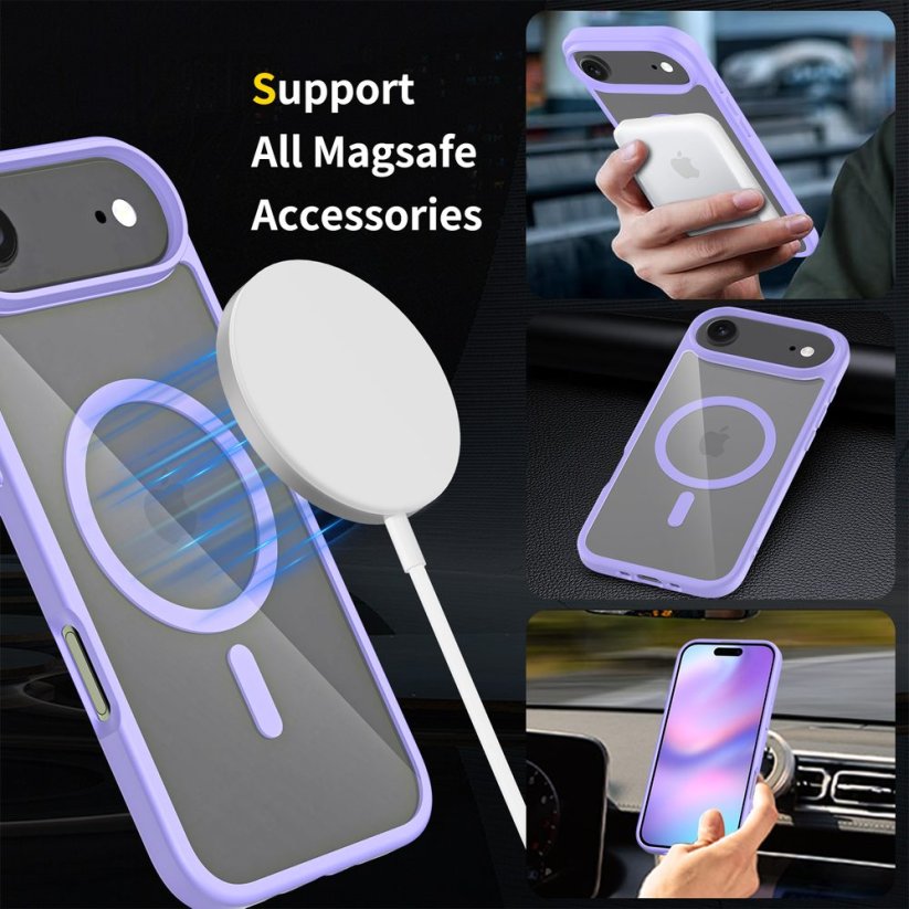 JP MagFit Clear MagSafe obal s N52 magnetem, iPhone Air, fialový