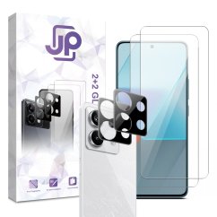 JP combo Pack, Set of 2 Tempered Glass and 2 Camera Glass, Xiaomi Redmi Note 13 4G