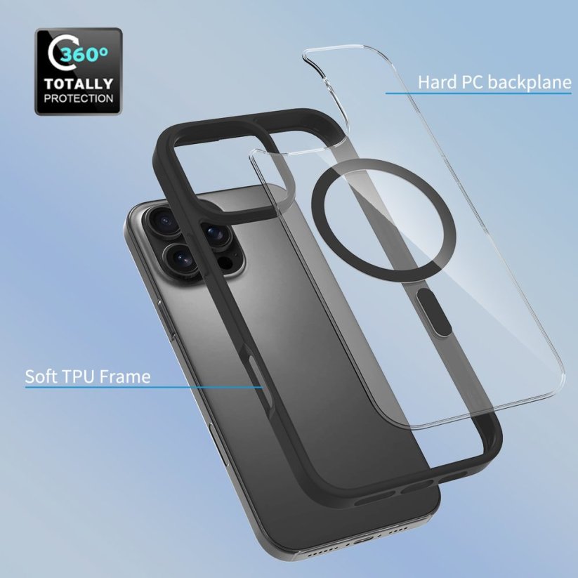 JP MagFit Clear MagSafe obal s N52 magnetem, iPhone 16 Pro Max, fialový
