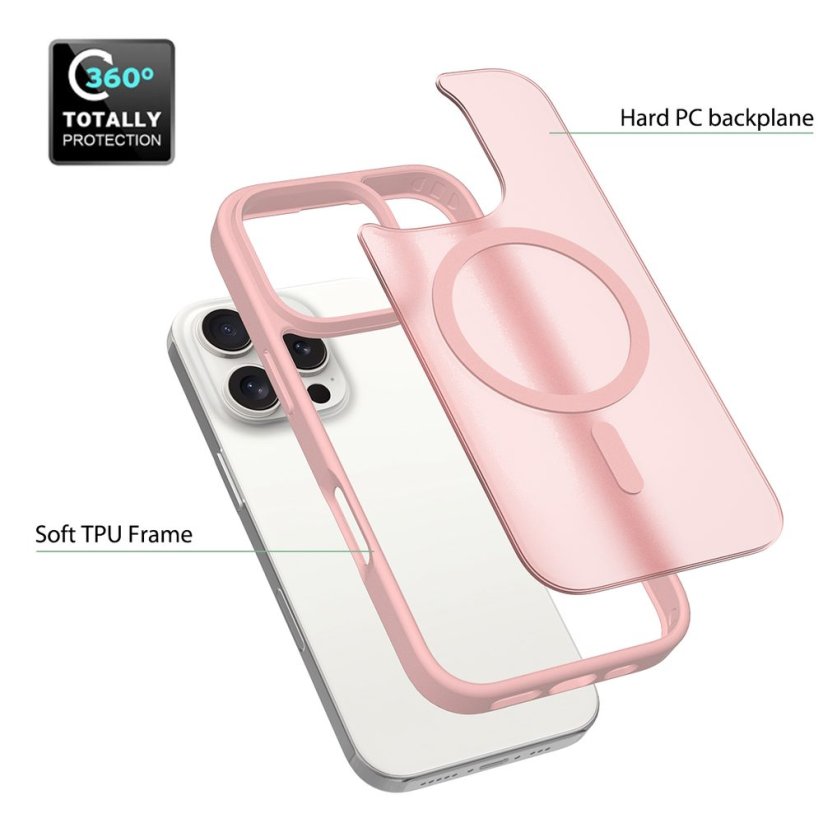 JP MagFit Colour MagSafe case with N52 magnet, iPhone 16, Light Pink