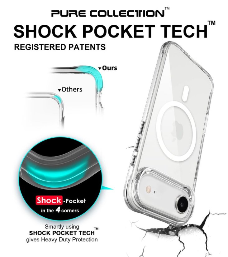 JP MagFit MagSafe obal s 3M SGS certifikátem, iPhone Air, průhledný