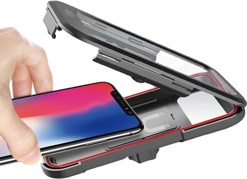 JP nastavitelný voděodolný držák s magnetem na řídítka, pro telefony 4,5" - 7", IPX4, BH02, černý