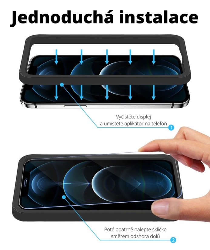 JP Long Pack Tempered Glass, 3 screen protectors with applicator, iPhone 12 Pro