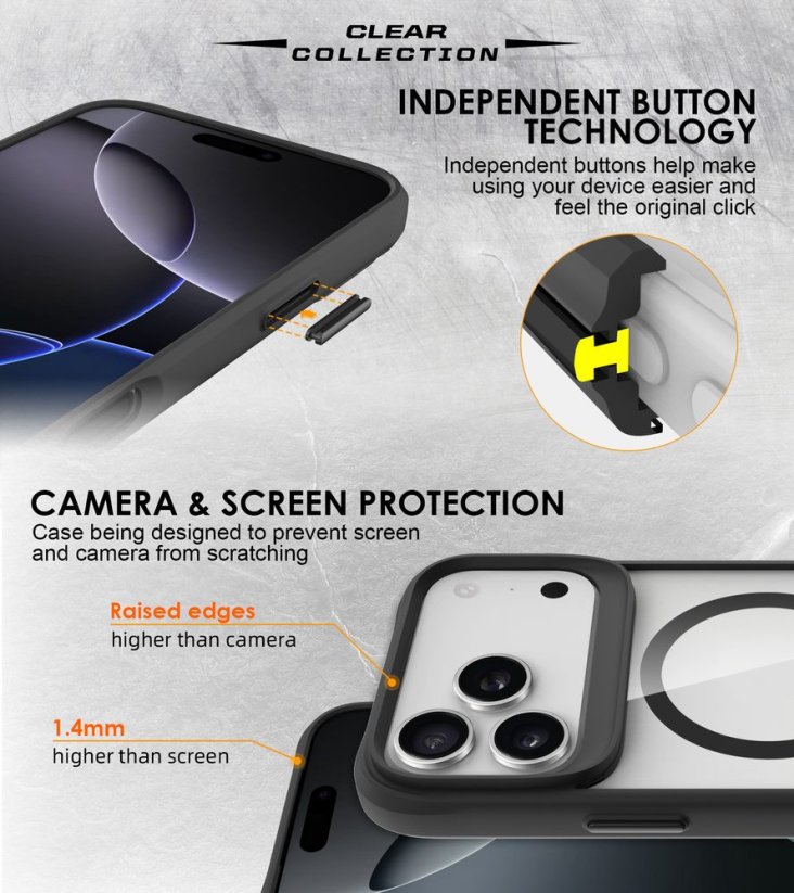 JP MagFit MagSafe obal s 3M SGS certifikátem, iPhone 17 Pro, černý