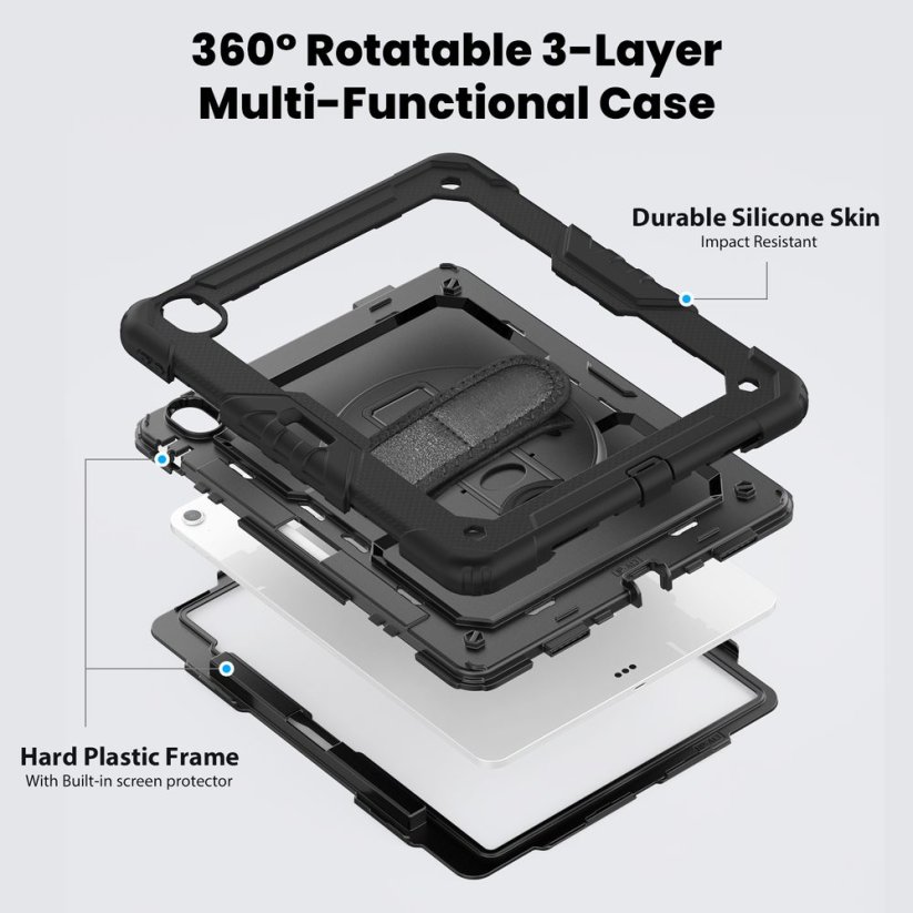 JP Solid360 obal na tablet, iPad Air 13 2024 / 2025 / 2026, černý