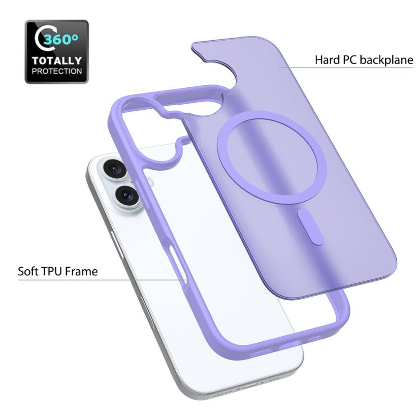 JP MagFit Colour MagSafe case with N52 magnet, iPhone 16, Purple