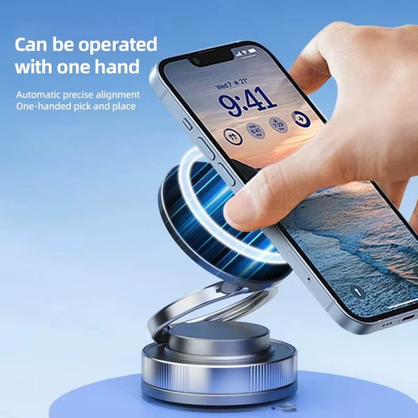 360° magnetický nastavitelný přísavný držák telefonu do auta s rubidiovým magnetem, černý, C46