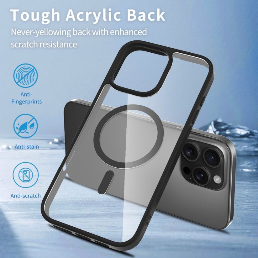 JP MagFit Clear MagSafe case with N52 magnet, iPhone 16 Pro Max, Blue