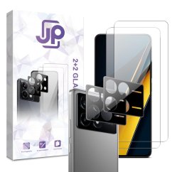 JP Combo Pack, Set of 2 Tempered Glass and 2 Camera Glass, Xiaomi Poco X6 Pro 5G