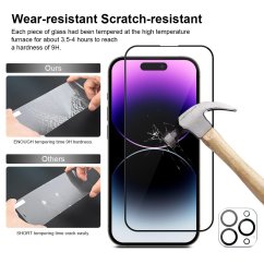 JP Full Pack Tvrzených skel, 2x 3D sklo s aplikátorem + 2x sklo na čočku, iPhone 14 Pro