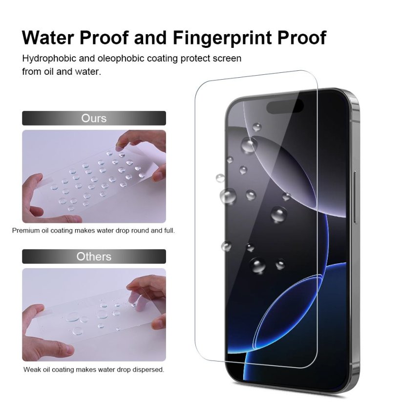 JP Mega Pack Tempered Glasses, 3 glasses with applicator + 2 camera glasses, iPhone 16 Pro Max