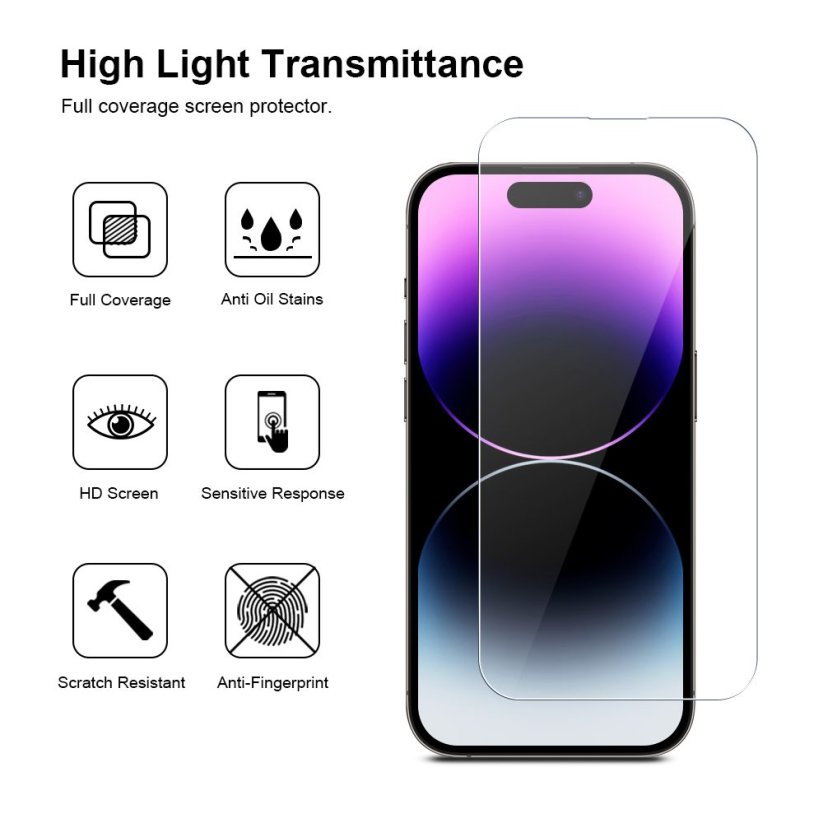 JP Long Pack Tvrzených skel, 3 skla na telefon s aplikátorem, iPhone 14 Pro MAX
