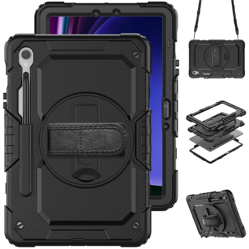JP Solid360 tablet case, Samsung Tab S9, black