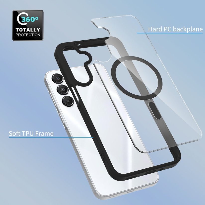 JP MagFit Clear MagSafe obal s N52 magnetem, Samsung Galaxy A16 5G, černý