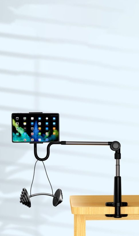 JP Universal Tablet and Phone Holder for Desk with Rotatable and Adjustable Arm TH02, Black