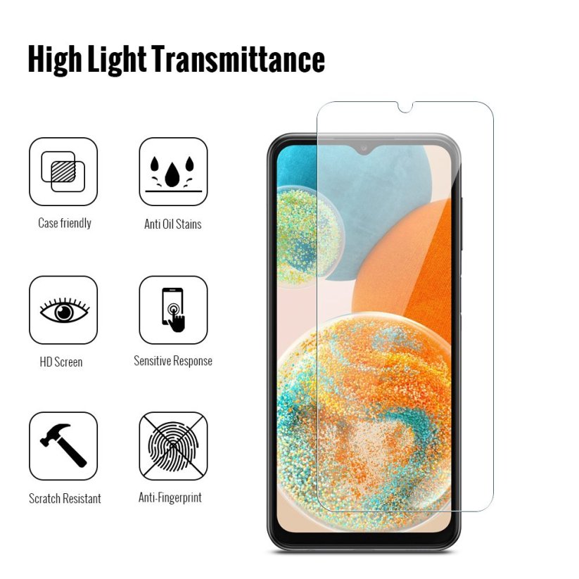 JP Long Pack Tempered Glass, 3 screen protectors, Samsung Galaxy A23