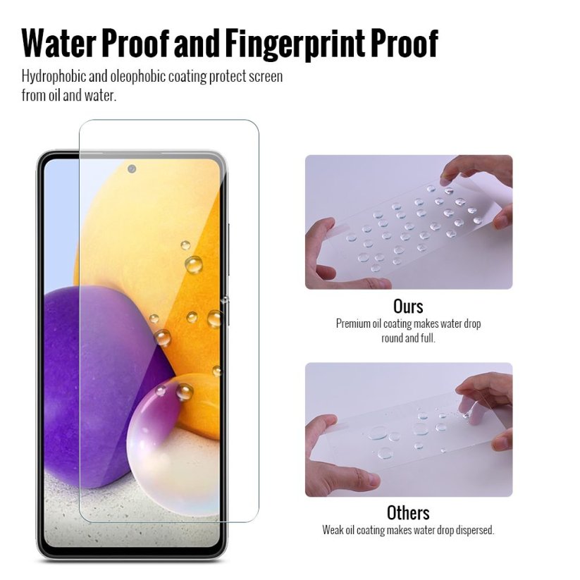 JP Long Pack Tempered Glass, 3 screen protectors, Samsung Galaxy A72