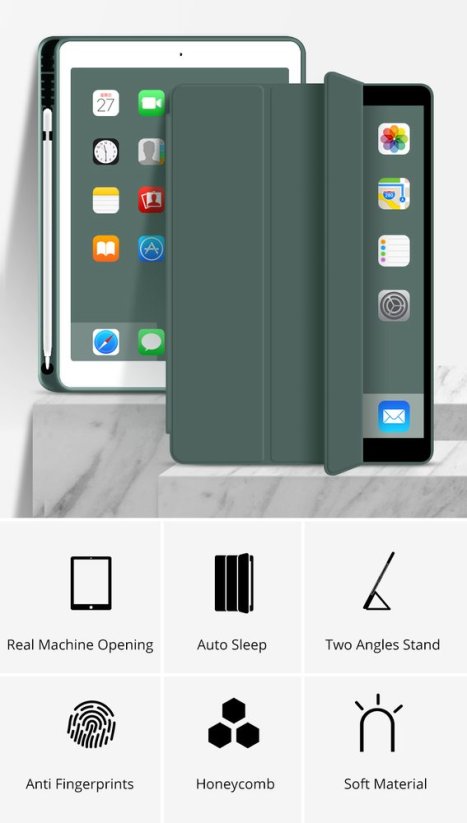 JP Smart case Pen pouzdro na tablet, iPad Pro 11 2018 / 2020 / 2022, iPad Air 4 10.9 2020 / Air 5 10.9 2022 / Air 11 2024, zelené