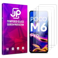 JP Long Pack Tempered Glass, 3 screen protectors, Xiaomi Poco M6 Pro