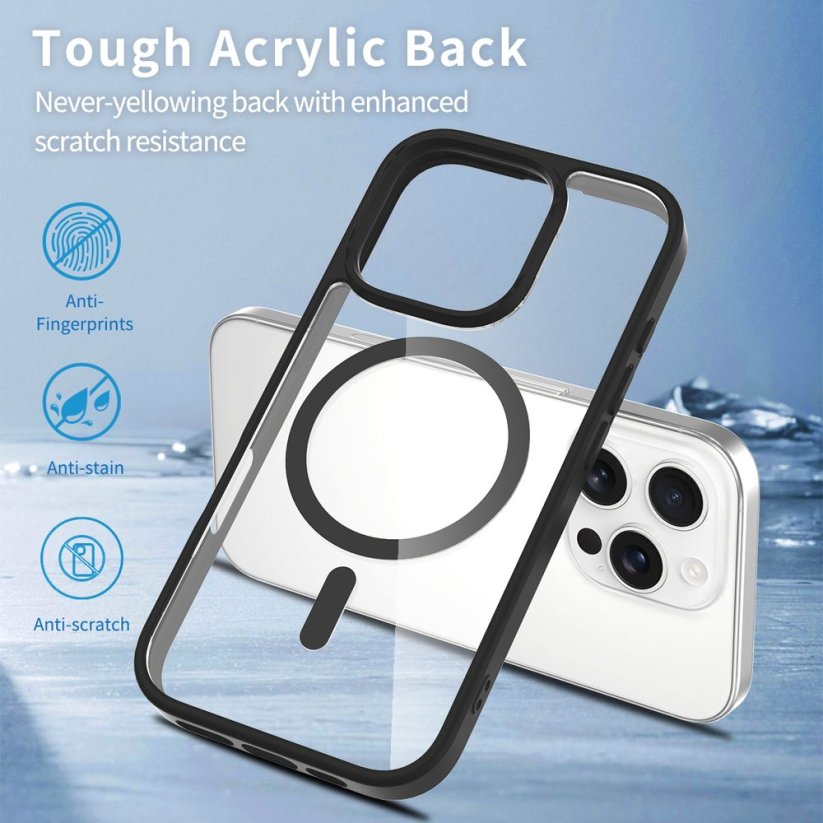 JP MagFit Clear MagSafe case with N52 magnet, iPhone 16 Pro, Black