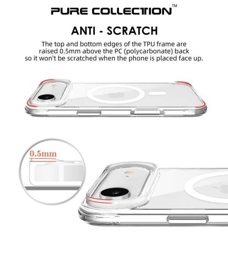 JP MagFit MagSafe obal s 3M SGS certifikátem, iPhone Air, průhledný