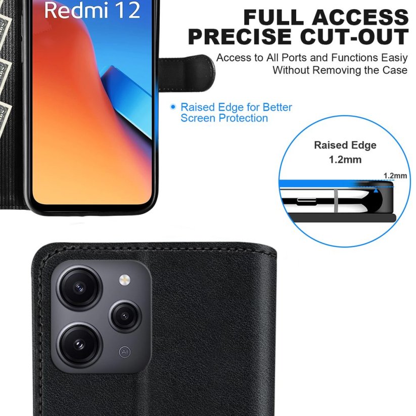 JP Wallet case, Xiaomi Redmi 12, black