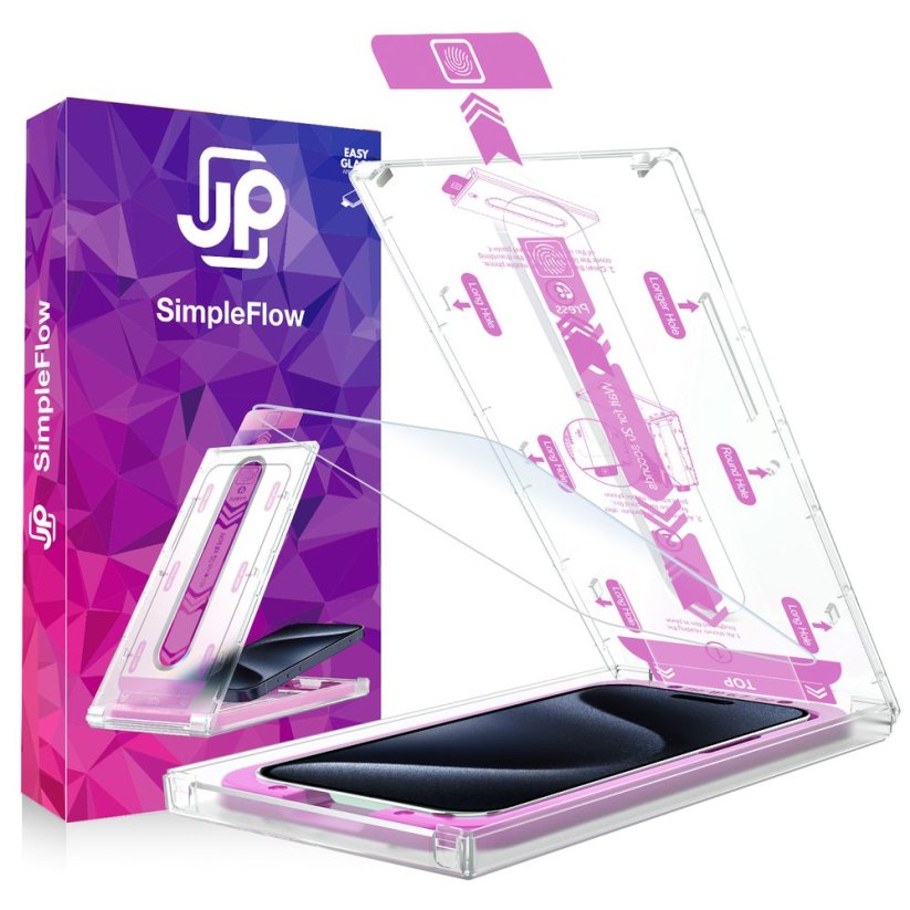 JP SimpleFlow Tempered Glass with Easy Application, iPhone 13 Pro Max / 14 Plus
