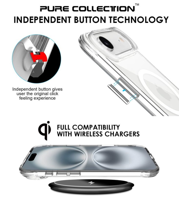 JP MagFit MagSafe obal s 3M SGS certifikátem, iPhone Air, průhledný