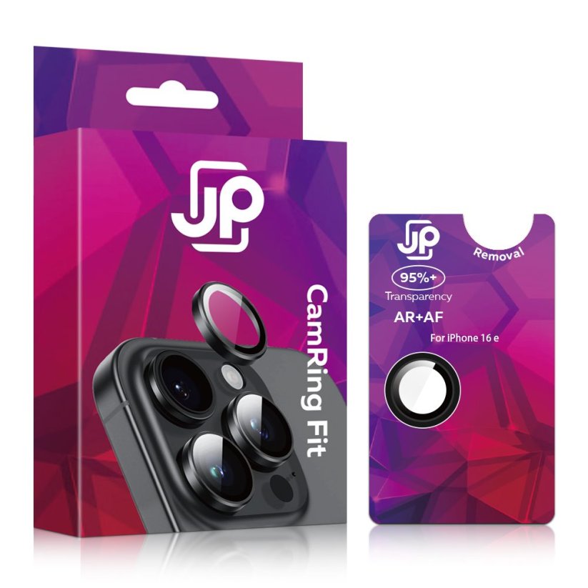 JP Camring Fit, sklíčko pro čočku fotoaparátu, iPhone 16e, černé