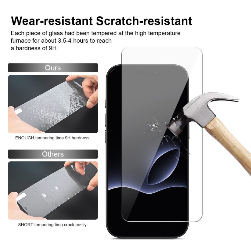JP Long Pack Tvrzených skel, 3 skla na telefon s aplikátorem, iPhone 17 Pro Max
