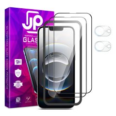 JP Full Pack Tvrzených skel, 2x 3D sklo s aplikátorem + 2x sklo na čočku, iPhone 16e / 17e