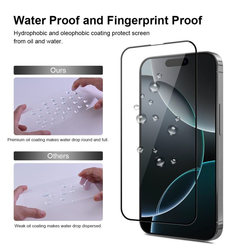 JP Full Pack Tvrzených skel, 2x 3D sklo s aplikátorem + 2x sklo na čočku, iPhone 16 Pro
