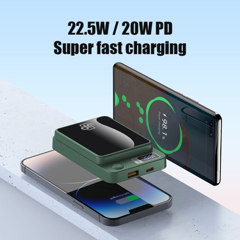 JP Power Bank with MagSafe Charging, 10000 mAh, 22.5W, Black