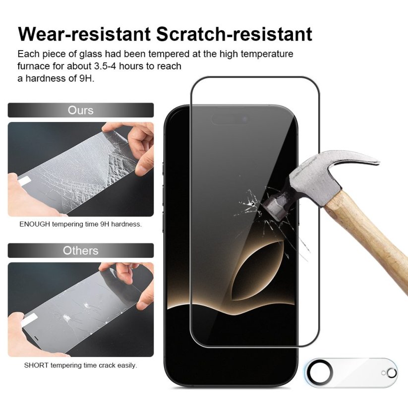 JP Full Pack Tvrzených skel, 2x 3D sklo s aplikátorem + 2x sklo na čočku, iPhone Air