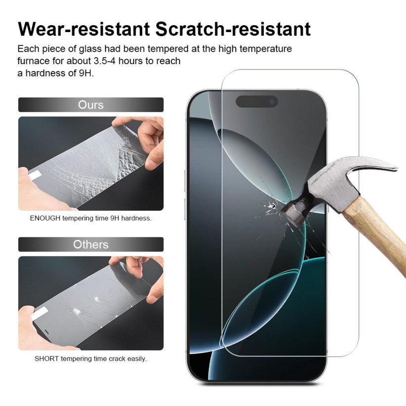 JP Long Pack Tvrzených skel, 3 skla na telefon s aplikátorem, iPhone 16 Pro
