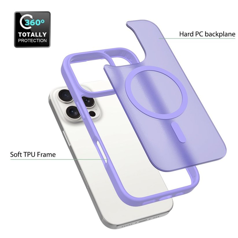JP MagFit Colour MagSafe obal s N52 magnetem, iPhone 16 Pro, fialový