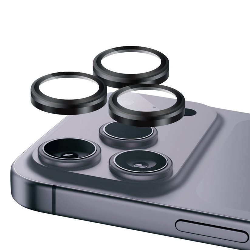 JP Camring Fit, sklíčko pro čočku fotoaparátu, iPhone 17 Pro Max, černé