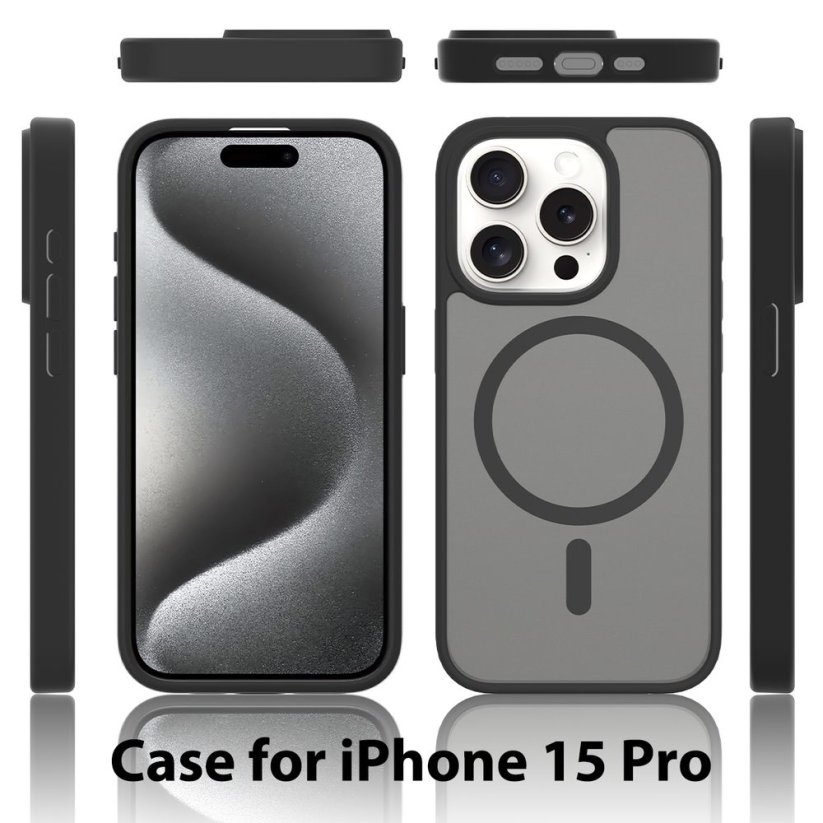 JP MagFit Colour MagSafe case with N52 magnet, iPhone 15 Pro, Black