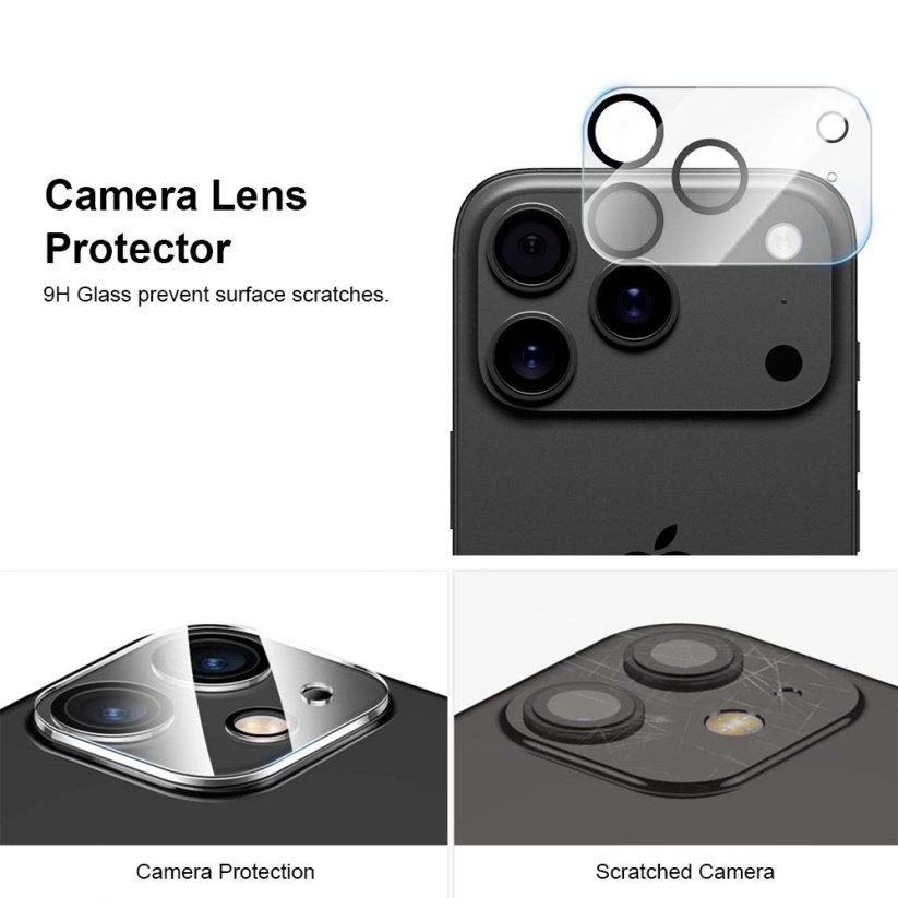 JP Full Pack Tvrzených skel, 2x 3D sklo s aplikátorem + 2x sklo na čočku, iPhone 17 Pro