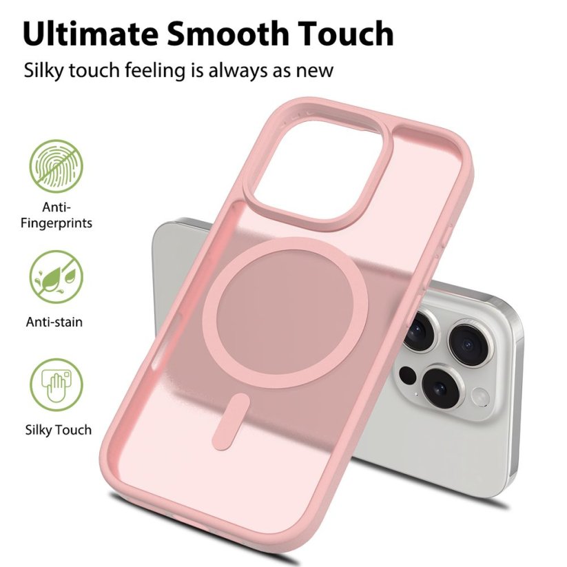 JP MagFit Colour MagSafe case with N52 magnet, iPhone 16, Light Pink