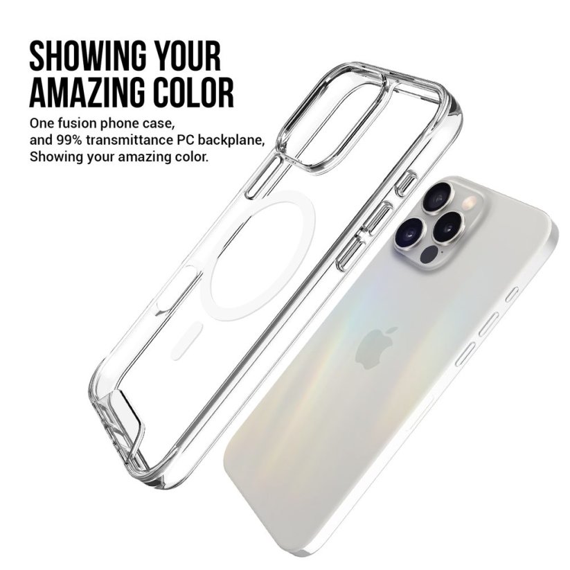 JP MagFit MagSafe obal s 1.2M SGS certifikátem, iPhone 16 Pro Max, průhledný