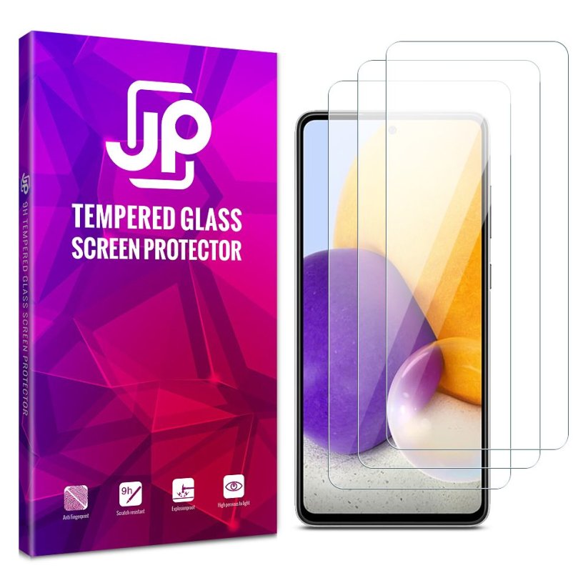 JP Long Pack Tempered Glass, 3 screen protectors, Samsung Galaxy A72
