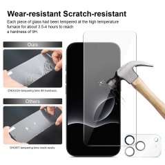 JP Mega Pack Tvrzených skel, 3 skla na telefon s aplikátorem + 2 skla na čočku, iPhone 17 Pro